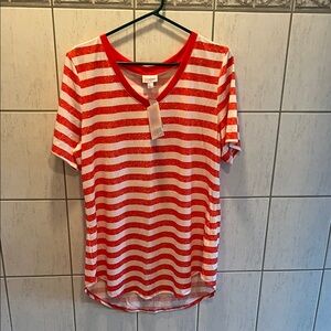 LuLaRoe Red and White Striped Top